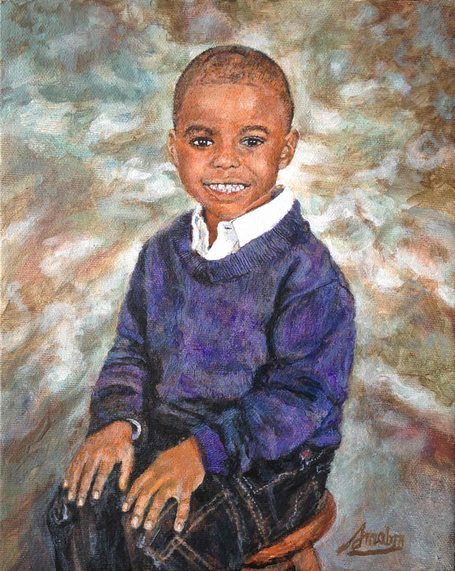 Sheila's grandson 8inx10in acrylic on canvas